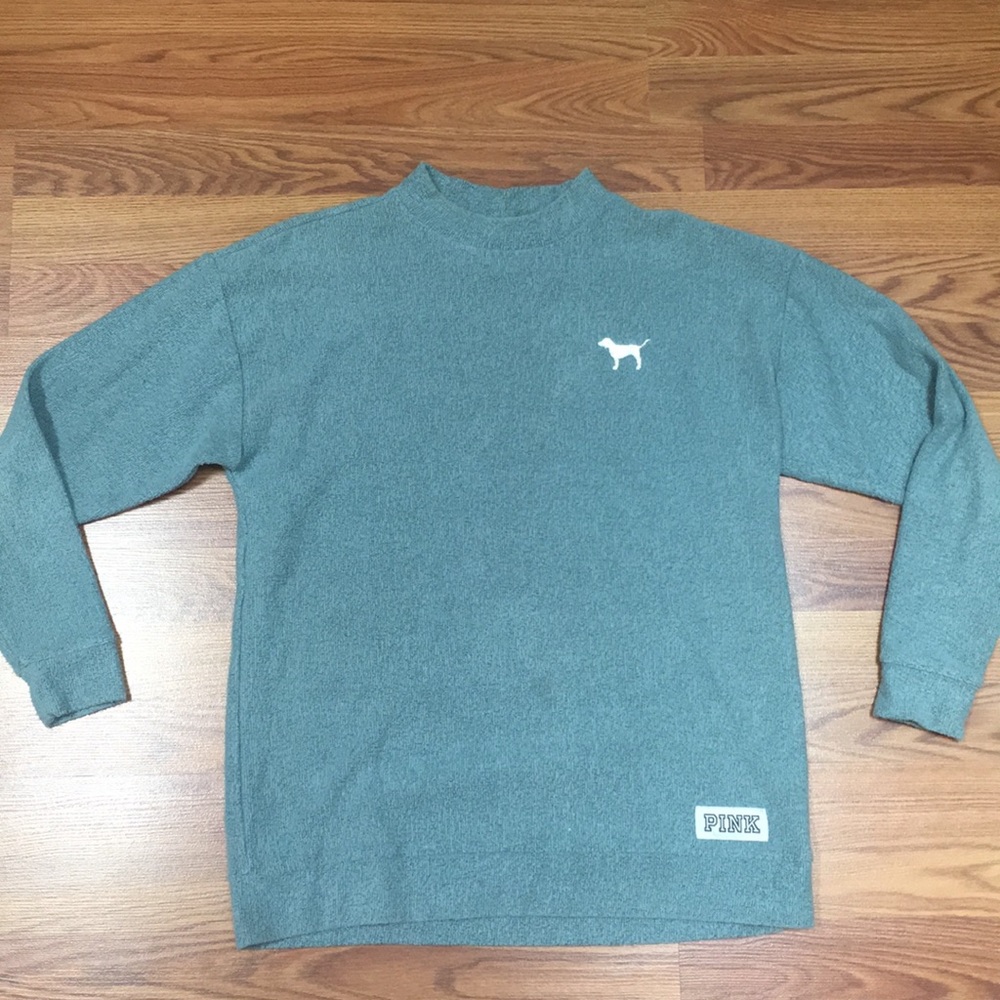 PINK Roll Neck Reverse Weave Sweater - Jade